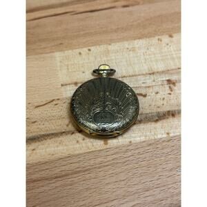 Vintage Colibri 17 Jewels Engraved Gold Plated Pocket Watch 44mm Mechanical Wind